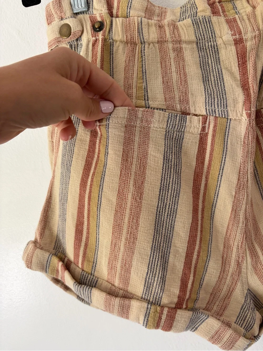 Free People Topanga Tan Combo Striped Paperbag Waist Shorts Size Small NWT